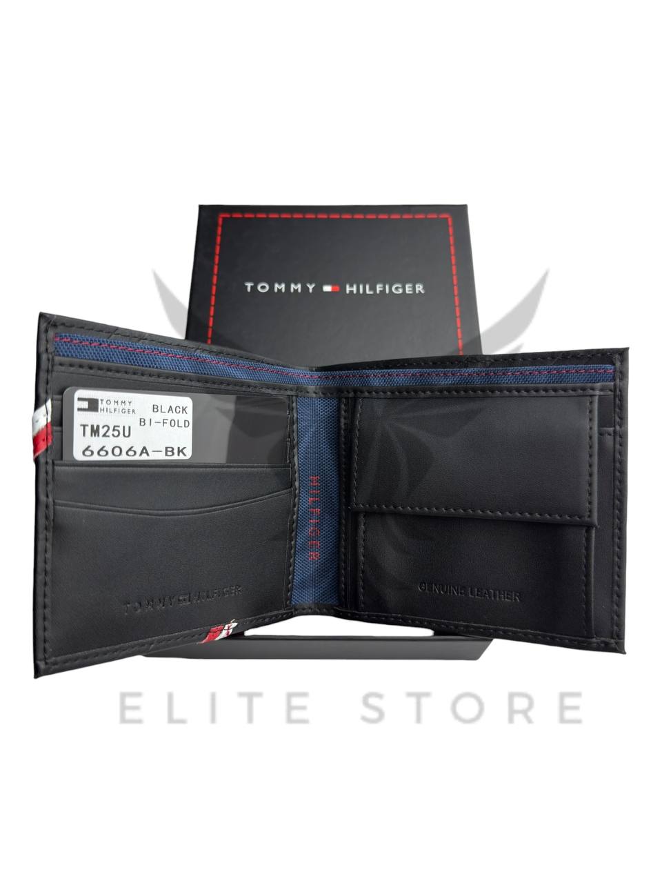 Men’s Tommy Hilfiger Wallet – Black with Red & White Stripe - الصورة 3