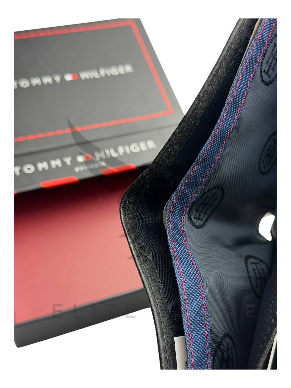 Men’s Tommy Hilfiger Wallet – Black with Red & White Stripe - الصورة 6