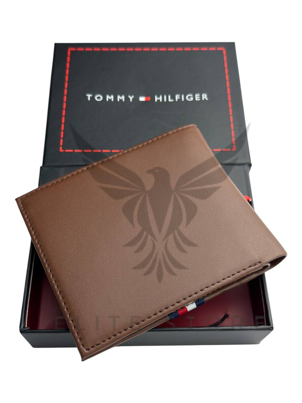 Men’s Tommy Hilfiger Wallet – Brown with Multicolor Tommy Stripe - الصورة 3