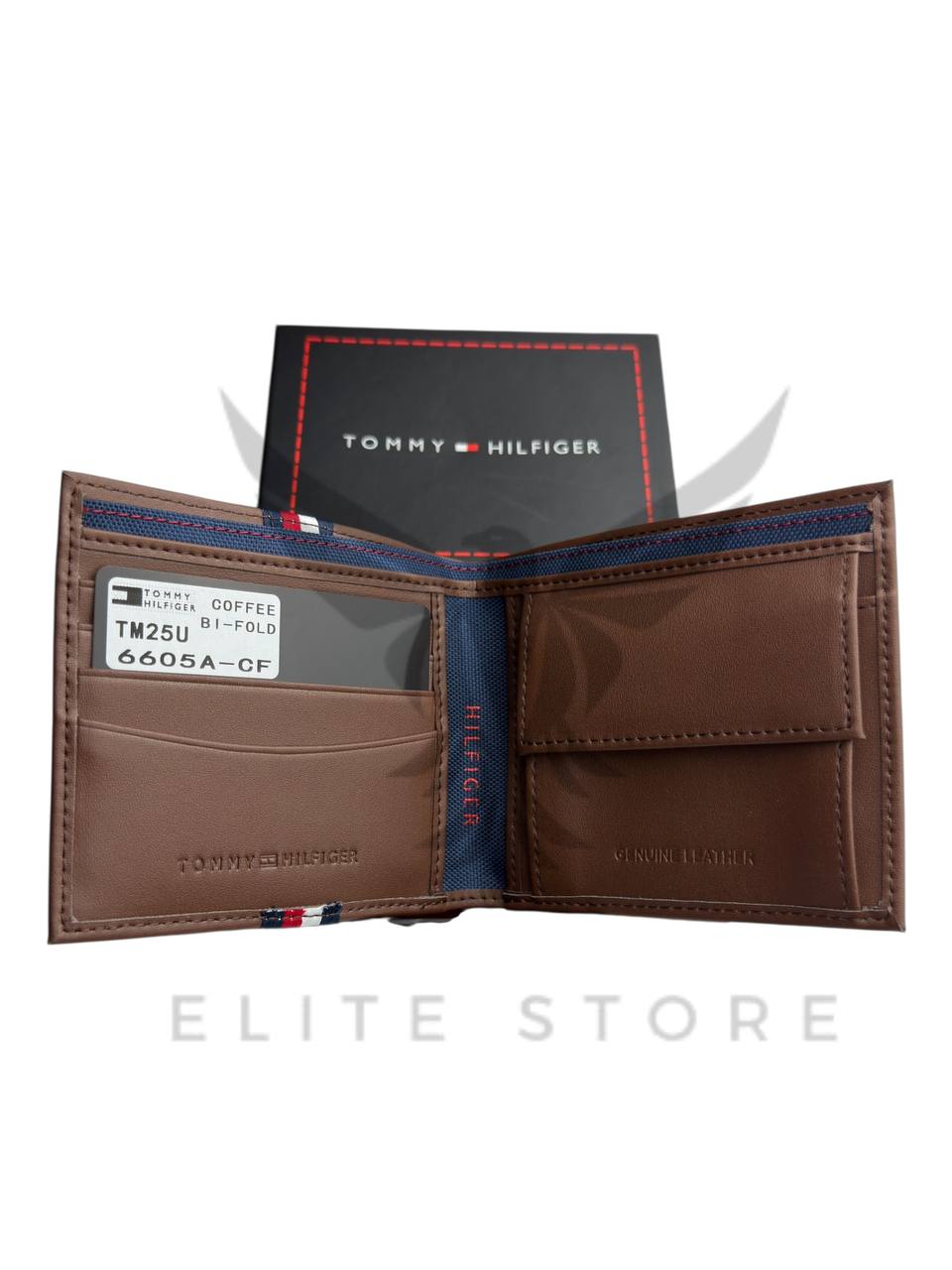 Men’s Tommy Hilfiger Wallet – Brown with Multicolor Tommy Stripe - الصورة 4
