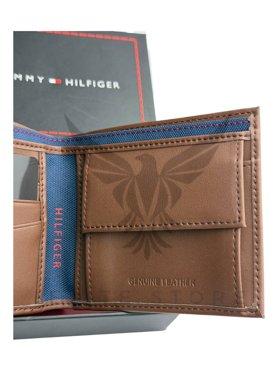 Men’s Tommy Hilfiger Wallet – Brown with Multicolor Tommy Stripe - الصورة 6