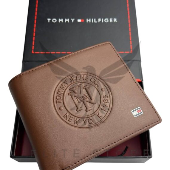 Men’s Tommy Hilfiger Wallet – Brown with Rounded Tommy Pattern