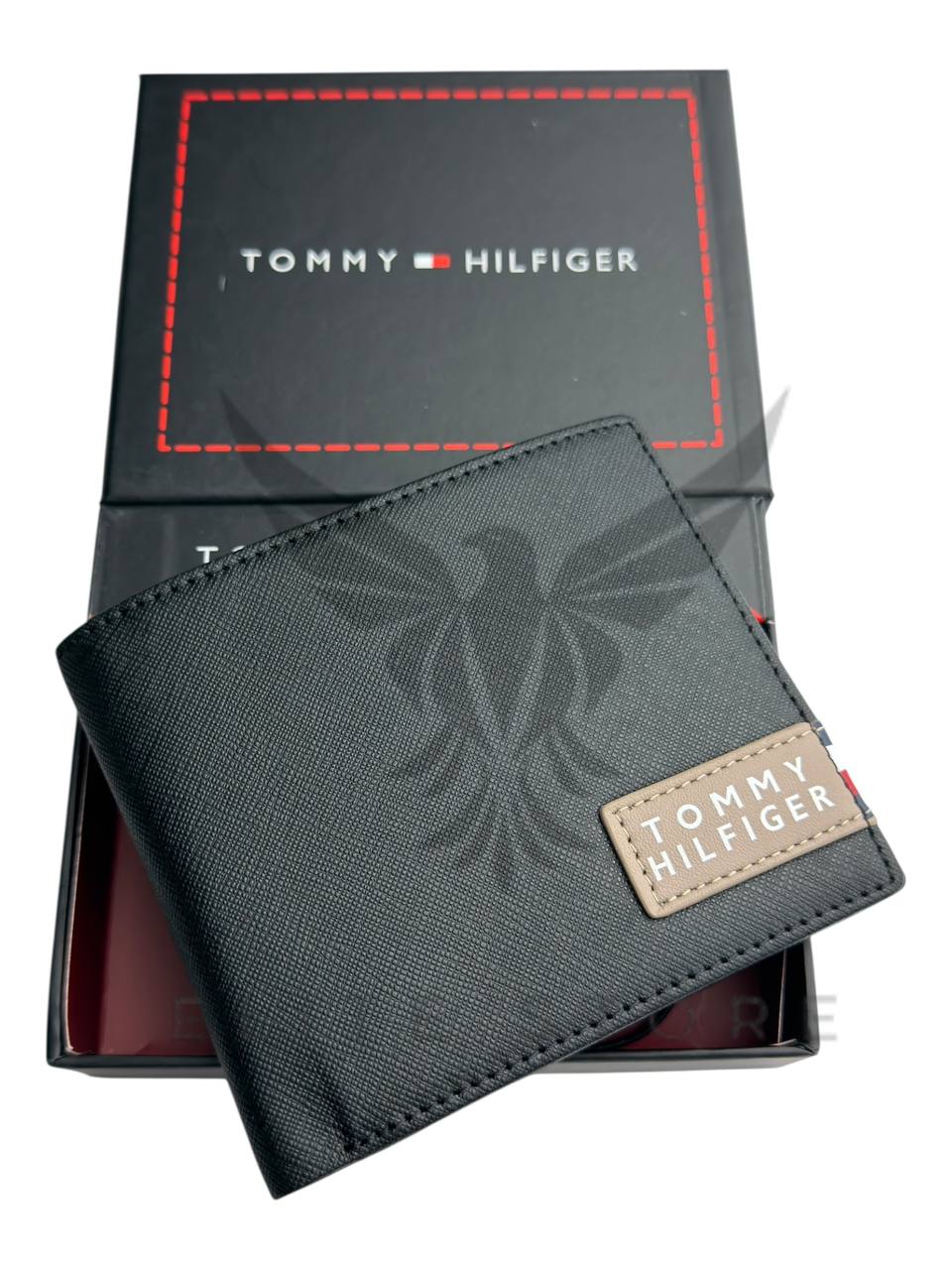 Men’s Tommy Hilfiger Wallet – Black with Beige Tommy Logo