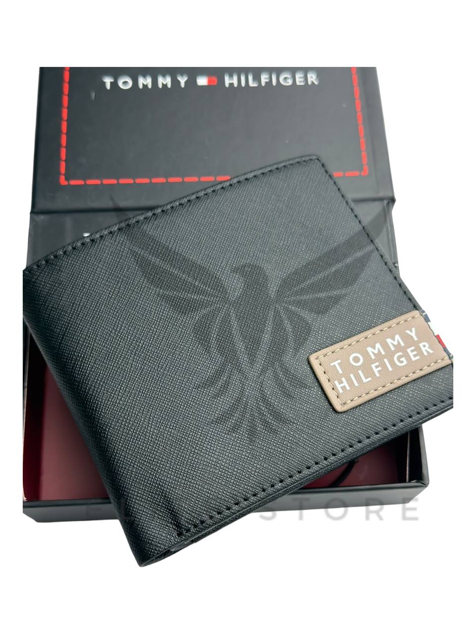 Men’s Tommy Hilfiger Wallet – Black with Beige Tommy Logo - الصورة 2