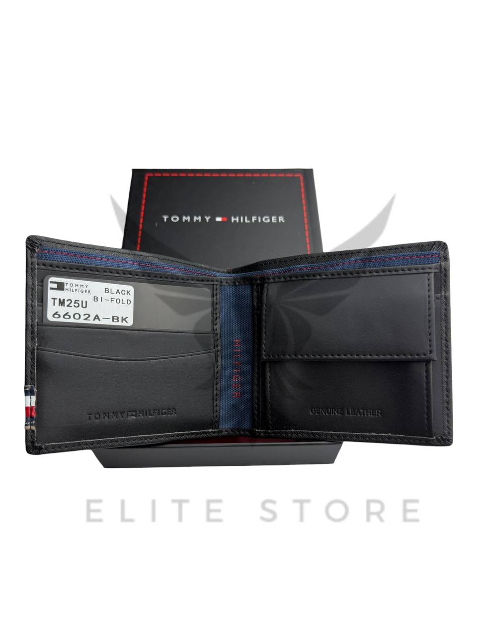 Men’s Tommy Hilfiger Wallet – Black with Beige Tommy Logo - الصورة 5