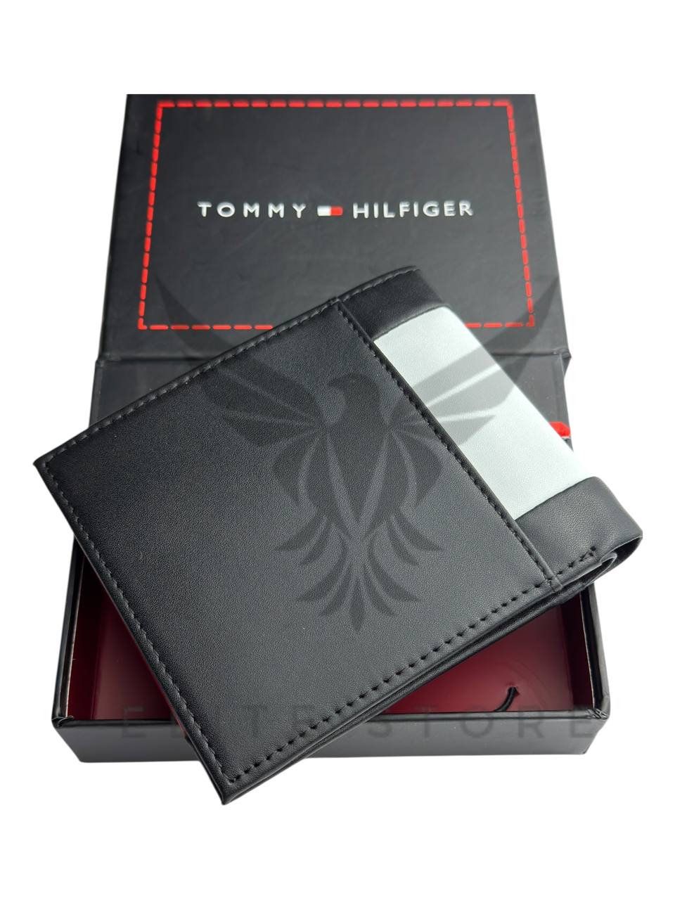 Men’s Tommy Hilfiger Wallet – Black with Red & White Stripes - الصورة 3