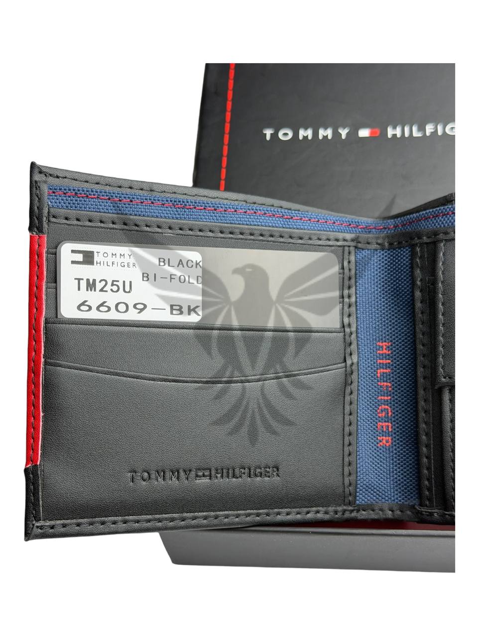 Men’s Tommy Hilfiger Wallet – Black with Red & White Stripes - الصورة 5