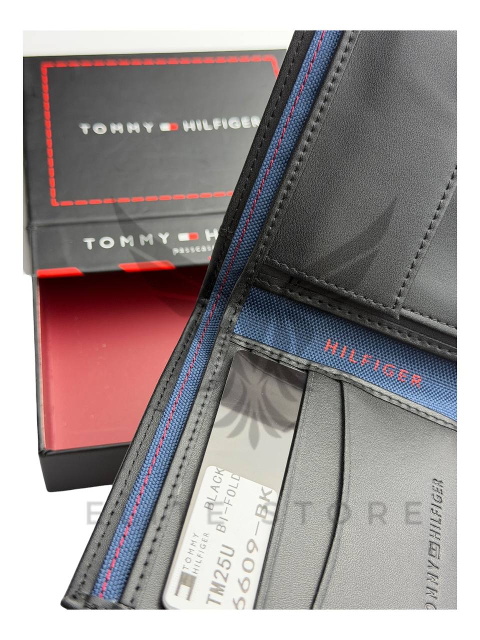 Men’s Tommy Hilfiger Wallet – Black with Red & White Stripes - الصورة 7