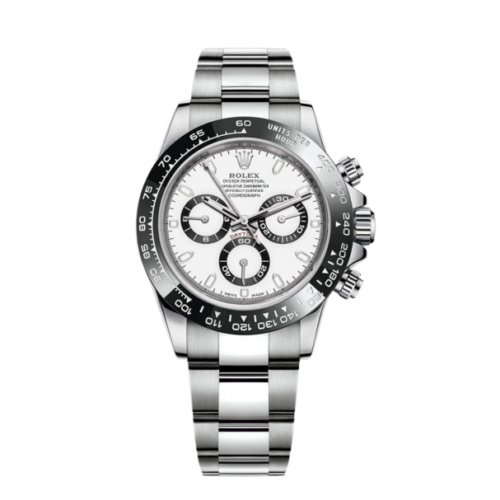 ROLEX PERPETUAL SUPERLATIVE CHRONOMETER OFFICIALLY CERTIFIED COSMOGRAPH DAYTONA WATCH WHITE WITH STAINLESS STEEL SILVER BELT